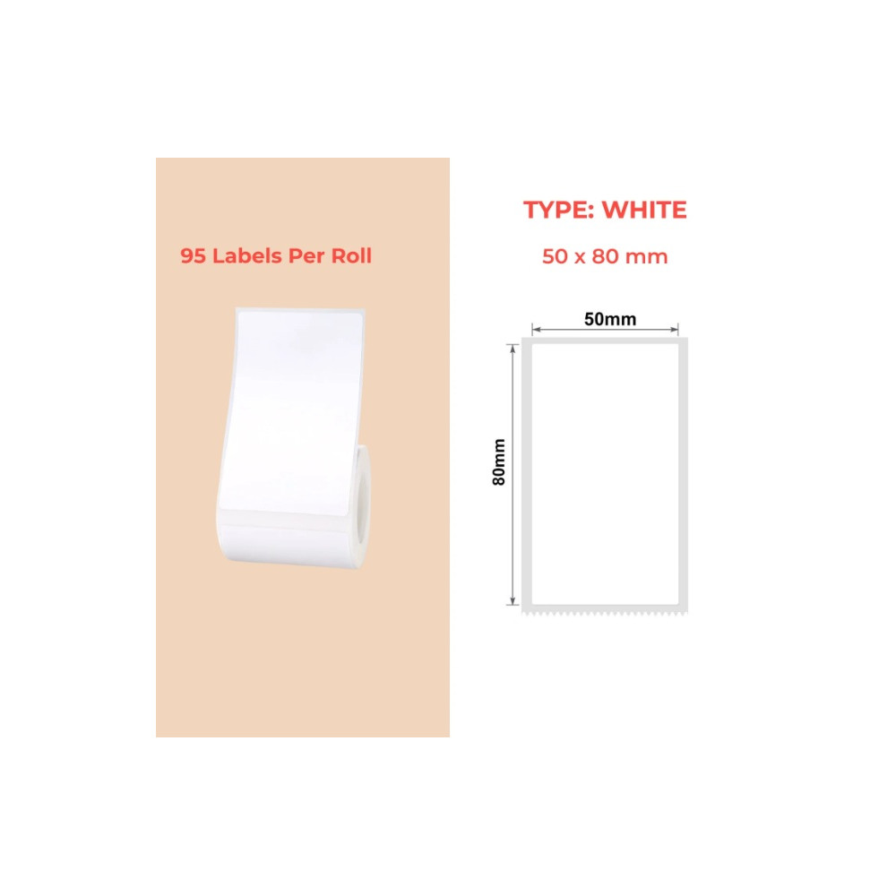 50*80 white Polypropylene (water proof, tear proof and oil proof) thermal labels 95/roll